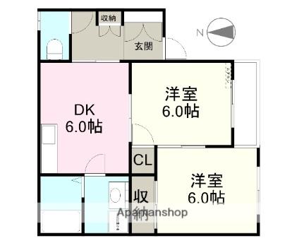 フルール西木田　Ｂ棟 103 ｜ 福井県福井市西木田１丁目（賃貸アパート2DK・1階・42.52㎡） その2