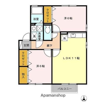 コンフォートヴィレッジ（レグ）Ｂ 201｜福井県福井市渕４丁目(賃貸アパート2LDK・2階・55.40㎡)の写真 その2