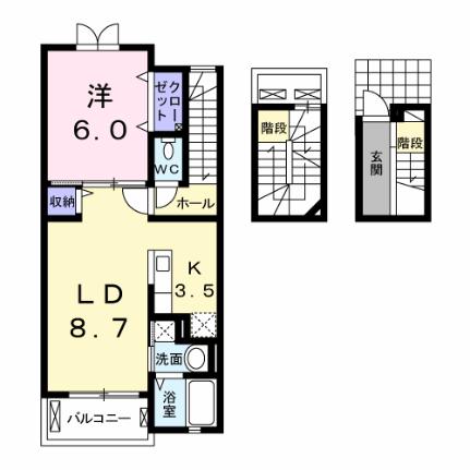 ナトゥーラ　ビービー 304｜山梨県甲府市上町(賃貸アパート1LDK・3階・52.99㎡)の写真 その2