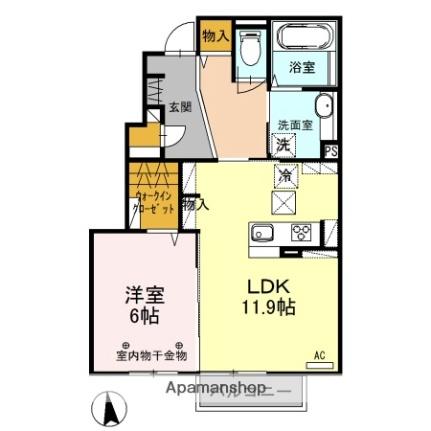 セジュール 103｜山梨県中央市下河東(賃貸アパート1LDK・1階・50.88㎡)の写真 その2