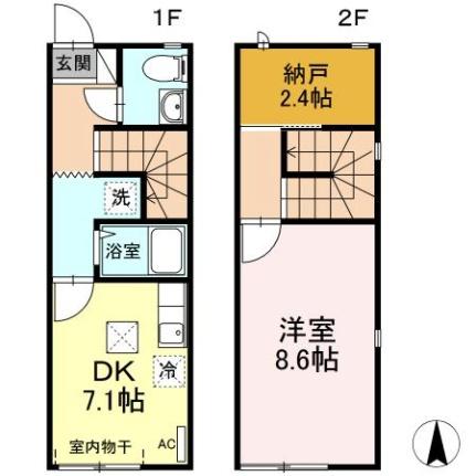 エスポワール・Ｎ　Ｂ 101｜山梨県中央市下河東(賃貸テラスハウス1DK・1階・42.65㎡)の写真 その2