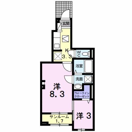 チェリーブロッサム 103｜山梨県南アルプス市在家塚(賃貸アパート2K・1階・36.96㎡)の写真 その2