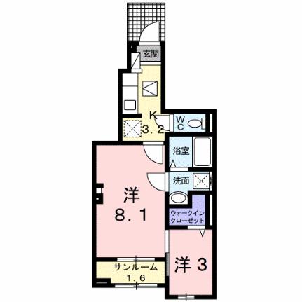 グランシャリオ 104｜山梨県甲府市山宮町(賃貸アパート2K・1階・36.96㎡)の写真 その2