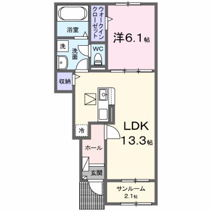 ヒカルサ　甲斐名取 105｜山梨県甲斐市名取(賃貸アパート1LDK・1階・50.01㎡)の写真 その2