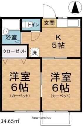 Ｍｉｅｔｅｎ　Ｌｙｎｘ 205 ｜ 長野県松本市波田（賃貸アパート2K・2階・34.65㎡） その2