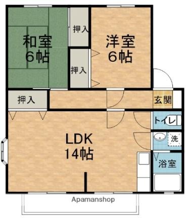 サンビレッジ豊科 C101｜長野県安曇野市豊科(賃貸アパート2LDK・2階・60.35㎡)の写真 その2