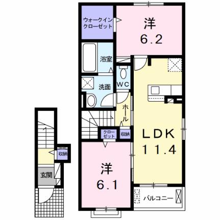 グランツリーベ　II 204｜長野県北安曇郡松川村(賃貸アパート2LDK・2階・59.06㎡)の写真 その2