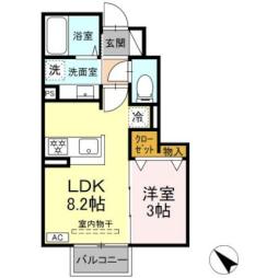 長野電鉄長野線 日野駅 徒歩13分の賃貸アパート 1階1LDKの間取り