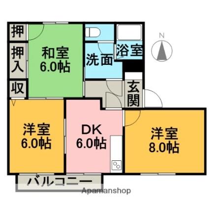 るぼあとき  ｜ 岐阜県土岐市土岐津町土岐口（賃貸アパート3DK・2階・51.47㎡） その2