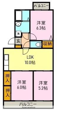 コーポラス東 202｜静岡県富士市中之郷(賃貸マンション3LDK・2階・60.12㎡)の写真 その2