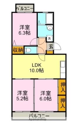 パストラル B302 ｜ 静岡県富士市松岡（賃貸マンション3LDK・3階・60.12㎡） その2