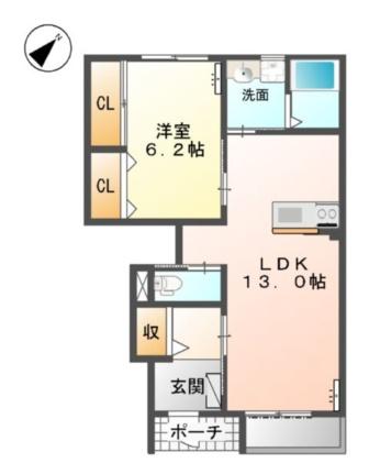 ヒタナ 102 ｜ 静岡県富士宮市大岩（賃貸アパート1LDK・1階・46.28㎡） その2