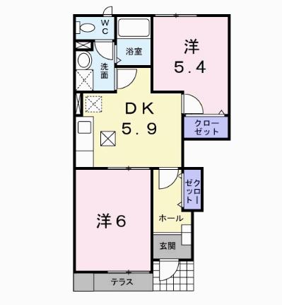 クレストール西尾 103 ｜ 静岡県裾野市富沢（賃貸アパート2K・1階・42.77㎡） その2