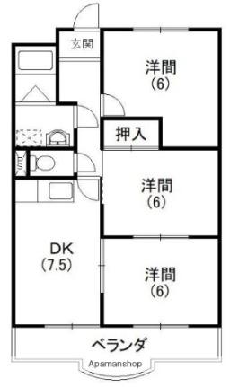 ロイヤルシティ高丘 103｜静岡県浜松市中央区高丘北１丁目(賃貸マンション3DK・1階・55.68㎡)の写真 その2