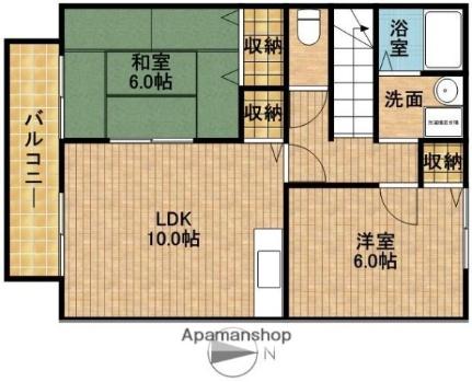 フェリーチェＡ 203｜静岡県浜松市中央区半田山５丁目(賃貸アパート2LDK・2階・51.00㎡)の写真 その2