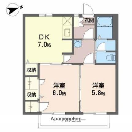 フレグランス本市場Ｂ 202｜静岡県富士市本市場(賃貸アパート2DK・2階・46.03㎡)の写真 その2