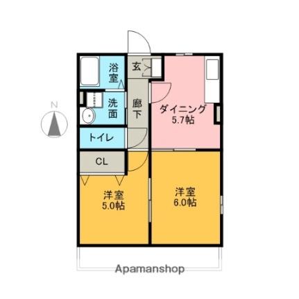 グリーンヒルズ 202｜静岡県富士市神谷(賃貸アパート2DK・2階・40.33㎡)の写真 その2