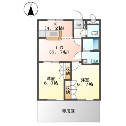 パラシオン旭Ｃ 105｜静岡県富士市今泉(賃貸アパート2LDK・1階・49.58㎡)の写真 その2