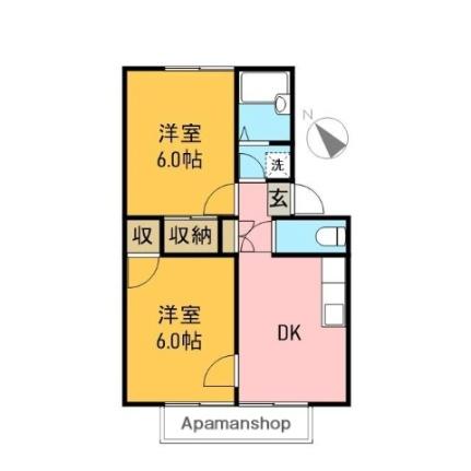 パールハイツ 202 ｜ 静岡県富士宮市野中（賃貸アパート2DK・2階・45.30㎡） その2