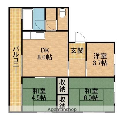 静岡県浜松市中央区萩丘３丁目(賃貸マンション3DK・4階・42.84㎡)の写真 その2