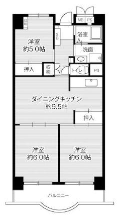 ビレッジハウス浜松タワー1号棟 0709｜静岡県浜松市中央区楊子町(賃貸マンション3DK・7階・61.62㎡)の写真 その2