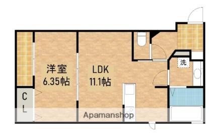 静岡県浜松市中央区三組町(賃貸アパート1LDK・2階・42.10㎡)の写真 その2