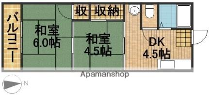 静岡県浜松市中央区中沢町(賃貸アパート2K・1階・32.44㎡)の写真 その2