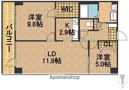 静岡県浜松市中央区蜆塚１丁目(賃貸マンション2LDK・6階・66.12㎡)の写真 その2