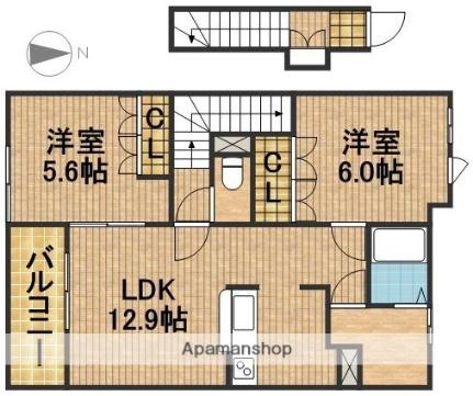 ロココプランＣ ｜静岡県浜松市中央区白羽町(賃貸アパート2LDK・2階・58.82㎡)の写真 その2