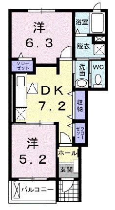 ベルウッド 103｜静岡県菊川市加茂(賃貸アパート2DK・1階・46.49㎡)の写真 その2