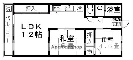 第二小山ハイツ 402｜静岡県静岡市駿河区稲川１丁目(賃貸マンション2LDK・4階・54.00㎡)の写真 その2