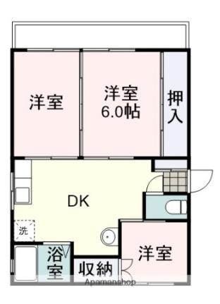 北ビューハイツ 201｜静岡県静岡市葵区北安東１丁目(賃貸マンション3DK・2階・63.37㎡)の写真 その2