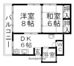 メゾン紅梅 4階2DKの間取り