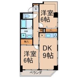 名古屋市営鶴舞線 川名駅 徒歩4分の賃貸マンション 8階2DKの間取り