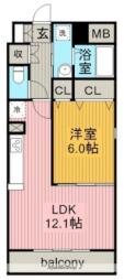 ディアコートＫII 2階1LDKの間取り