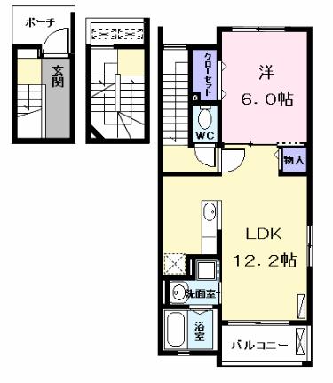 Ｕ・ＰＬＡＣＥ　II 301｜愛知県名古屋市中村区岩塚町３丁目(賃貸アパート1LDK・3階・53.01㎡)の写真 その2