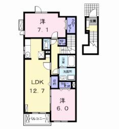 ブルック　レジデンスII 2階2LDKの間取り