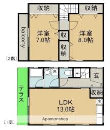 大野荘 1階2LDKの間取り