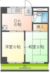 名古屋市営上飯田線 上飯田駅 徒歩3分の賃貸マンション 1階2DKの間取り