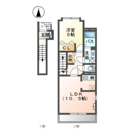 アイリス笹川 201 ｜ 三重県四日市市西日野町（賃貸アパート1LDK・2階・42.89㎡） その2