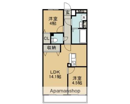 Ｔ・フェアリートキワ 207｜三重県四日市市ときわ５丁目(賃貸マンション2LDK・2階・62.00㎡)の写真 その2