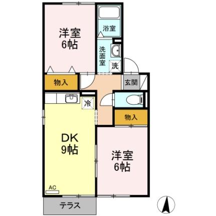 サニーコート　Ａ棟 101｜三重県四日市市笹川３丁目(賃貸アパート2DK・1階・50.38㎡)の写真 その2