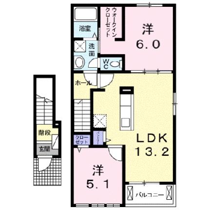 Ｃａｓａ　エスポワール　水口 205｜滋賀県甲賀市水口町新城(賃貸アパート2LDK・2階・58.70㎡)の写真 その2