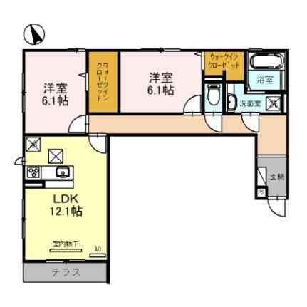 滋賀県大津市大萱４丁目(賃貸アパート2LDK・1階・66.32㎡)の写真 その2