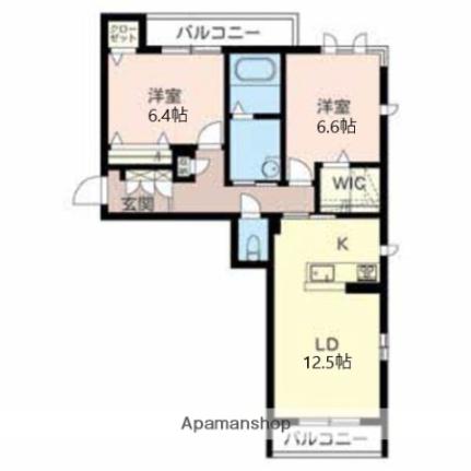 滋賀県長浜市南高田町(賃貸アパート2LDK・3階・64.29㎡)の写真 その2