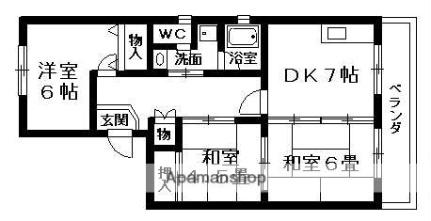 滋賀県栗東市下鈎(賃貸マンション3DK・3階・60.48㎡)の写真 その2