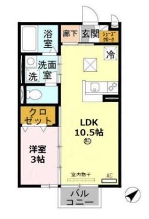 コリーナ 102 ｜ 滋賀県甲賀市水口町八光（賃貸アパート1LDK・1階・33.39㎡） その2