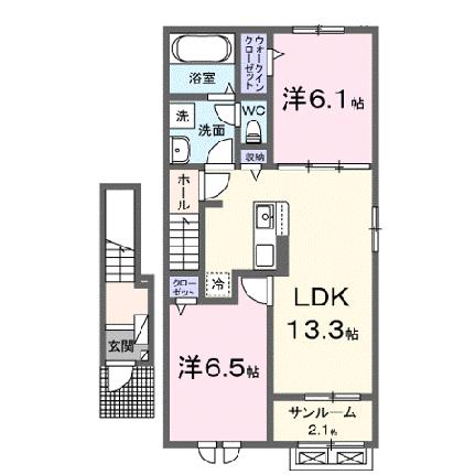 プロローグ新旭 205｜滋賀県高島市新旭町旭(賃貸アパート2LDK・2階・63.03㎡)の写真 その2