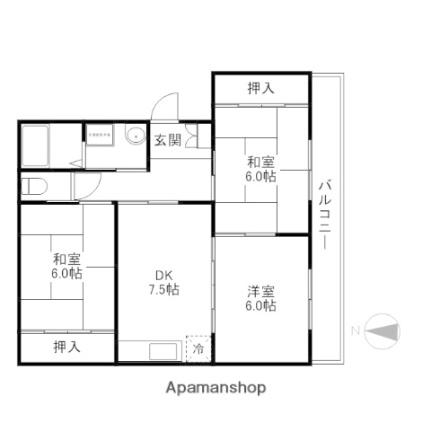 グレースフルマンション 302｜滋賀県長浜市南高田町(賃貸アパート3DK・3階・56.00㎡)の写真 その2