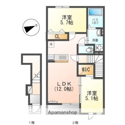 オリーブ高塚 201｜滋賀県甲賀市水口町高塚(賃貸アパート2LDK・2階・54.88㎡)の写真 その2